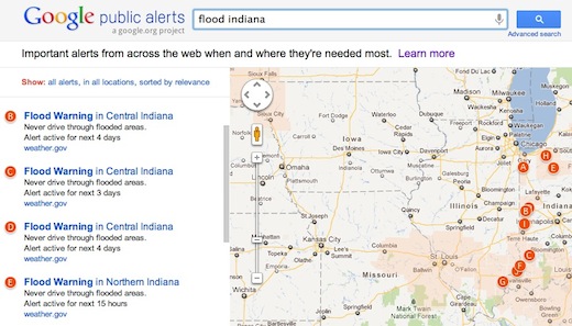 В Google запустили сервис Public Alerts - сервис предупреждения о стихийных бедствиях