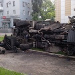 Фото. В Донецке уничтожили два «КамАЗа» с боевиками